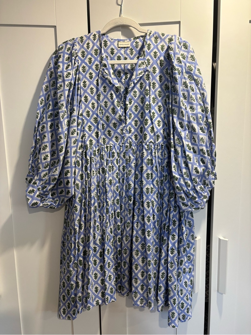 Printed Blue and White Floral Mini Dress
